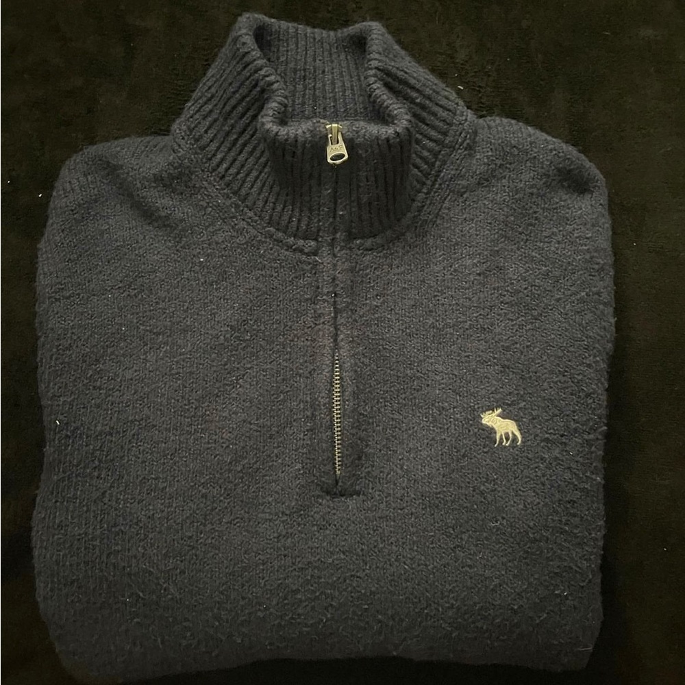 abercrombie & fitch navy blue quarter zip